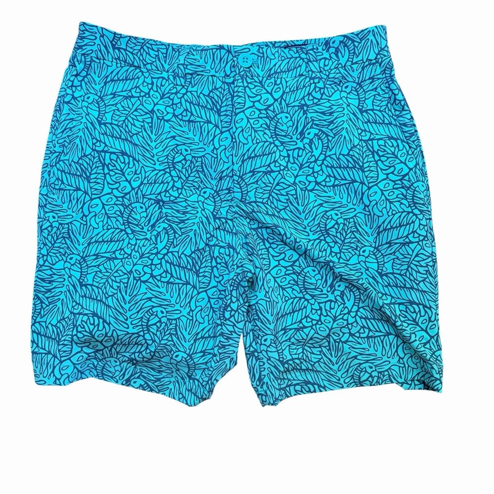 Vineyard Vines Performance Breaker Shorts Mens 32 Blue Chino Hawaiian Hibiscus